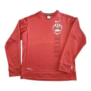 NWOT Arkansas Razorbacks Football NIKE Therma Fit Red Crew Sweatshirt Medium Men
